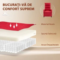 HOMCOM Fotoliu Masaj Reclinabil Manual 160° din Chenille cu Suport Picioare, Telecomandă, Buzunare, Roșu Vin(m-6)