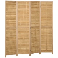 HOMCOM Paravent en bois séparateur de pièce closion de séparation pliable 4 panneaux en bambou 160 x 170 cm naturel clair(m-12)