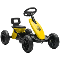 AIYAPLAY Pedal Go Kart for Kids 2-5 Years, with Silent EVA Wheels, Metal Frame, Yellow(m-1)