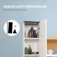kleankin Dulap Coloană pentru Baie, Mobilier Înalt cu Raft Reglabil, 2 Compartimente Închise și 1 Sertar, din PAL și MDF, 30x28x180cm, Alb(m-6)
