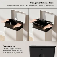 HOMCOM Poubelle de Cuisine 20 L en Métal, Poubelle avec Pédale, Couvercle à Fermeture Douce, Crème(m-7)
