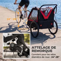 AIYAPLAY Remorque vélo enfant 2 en 1, poussette vélo bébé 2 places, guidon réglable, frein à main, ceinture de sécurité, rouge(m-7)