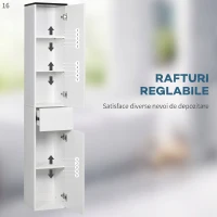 kleankin Dulap Coloană pentru Baie, Mobilier Înalt cu Raft Reglabil, 2 Compartimente Închise și 1 Sertar, din PAL și MDF, 30x28x180cm, Alb(m-5)