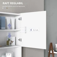 HOMCOM Dulap cu oglinda de perete cu lumini LED, raft deschis si raft intern reglabil, sticla si MDF, 80x15x60cm(m-6)