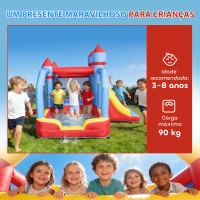 AIYAPLAY Castelo Insuflável para Crianças com Soprador Escorrega Trampolim Piscina Coluna de Boxe e Cesto de Basquetebol 277x270x215 cm(m-9)