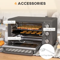 HOMCOM 21L Mini Countertop Oven, 100°C-230°C Adjustable Temp - Grey(m-6)
