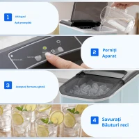 HOMCOM Mașină de Cuburi de Gheață cu Autocurățare 12 kg/24h 9 Cuburi Gata în 7 Minute 2 Mărimi de Gheață Rezervor 1,5L Albastru(m-4)