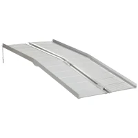HOMCOM Rampe de fauteuil roulant rampe de chargement rampe d'accès antidérapante pliable avec bordures dim. 183L x 72l cm alu(m-1)