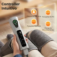 HOMCOM Massaggiatore Gambe a Compressione d'Aria con 3 Modalità, 3 Intensità, 2 Livelli Calore, 77x96x12 cm, Grigio(m-7)
