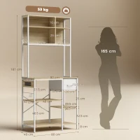 HOMCOM Kitchen Baker's Rack, Microwave Stand with Storage Shelves and 6 Hooks for Small Spaces(m-3)