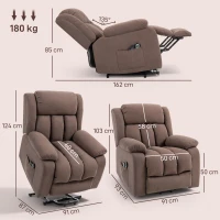 HOMCOM Power Lift Recliner Chair with Vibration Massage, Lift Chair for Elderly with Footrest, Remote, Side Pocket, Dark Brown(m-4)