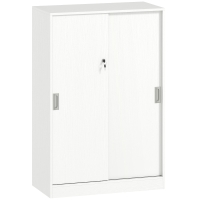 Vinsetto Armoire de Bureau 2 Portes coulissantes verrouillables dim. 80L x 40l x 120H cm 2 étagères en Bois Blanc