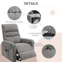 HOMCOM tv-stoel opstahulp stoel met massagefunctie verwarming donkergrijs(m-7)
