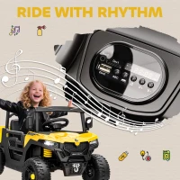 AIYAPLAY Kids Ride on Car, 12V Electric Kids UTV with Electric Dump Bed, 4-Wheel Suspension for 3-8 Years, Yellow(m-8)