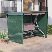 Outsunny Patio 3 Seater Swing Chair Bench Cover Outdoor Garden Furniture Rain Protection Cover Protector Waterproof Anti-UV, 215L x 155W x 150Hcm, Dark Green(m-2)