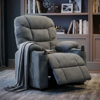 HOMCOM Recliner Armchair with Vibration Massage, Heat, Whisper-Quiet Motor, Memory Function, Power Reclining Chair, Dark Grey(m-9)