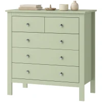 HOMCOM 5 Drawer Chest of Drawers, Modern Dresser for Bedroom, Bedside Storage Cabinet, Wide Storage Unit with Glide Runners for Living Room, Hallway, Closet, 79 x 39.5 x 80.5 cm, Sage Green(m-14)