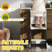 AIYAPLAY Scala Montessori 4 in 1 per Bambini con 2 Lavagne e Set Tavolo e Sedia, in Legno, 58x46x92 cm, Bianco(m-6)
