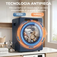HOMCOM Mini Asciugatrice Elettrica 1000W da 3 kg con Display LED, 49x43x61 cm, Blu(m-6)