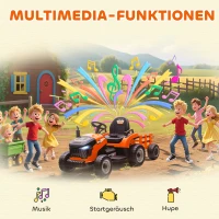 AIYAPLAY Elektrische Kindertractor, Zittractor met Afstandsbediening, Zachte Start, voor kinderen van 3-8 jaar, Oranje(m-8)