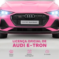 HOMCOM Carro Elétrico Audi E-Tron 12V com Faróis Buzina Música MP3 TF USB e Abertura da Porta 3-8km/h 108x60x47 cm Rosa(m-4)