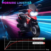 AIYAPLAY Motocicletă electrică pentru copii cu roți, oglinzi și suport pentru picioare, din PP și metal, 85.5x44.5x56 cm, roșu(m-8)