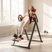 SPORTNOW Mesa de Inversão Dobrável 20°/40°/60° e 0-90°, 13 Ajustes para 130-190 cm, Apoio Lombar e Cinto de Segurança(m-10)