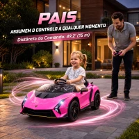AIYAPLAY Carro Elétrico para Crianças Lamborghini 12V Controlo Remoto Faróis Buzina Arranque Lento e Música MP3 114,5x64x45,5 cm Rosa(m-5)