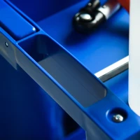 HOMCOM Janitor Cleaning Trolley, with Bin, Shelves and Hooks - Blue(m-9)