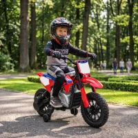 AIYAPLAY Motocicletă Electrică pentru Copii sub Licență HONDA 12 V, Viteză 3-6 Km/h, Vehicul Electric pentru Copii 3+ ani, Roșu și Albastru(m-6)