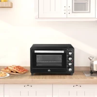 HOMCOM Fornetto Elettrico 32L Regolazione Temperatura e Timer, 3 Modalità di Cottura e Accessori, 1600W, 52.2x38.1x33.5cm, Nero(m-10)