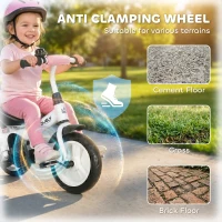 HOMCOM 6 in 1 Kids Trike Push Bike w/ Push Handle, Canopy, 5-point Seat Belt, Storage, Footrest, Brake, for 1-5 Years, Pink(m-7)