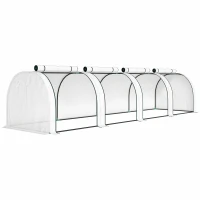 Outsunny 395  x 100 cm Low Tunnel Greenhouse - White(m-1)