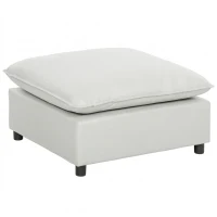 HOMCOM Repose pied salon carré, ottoman avec pieds en plastique, pouf salon pour chambre à coucher, entrée, 75x75x40 cm, gris(m-10)
