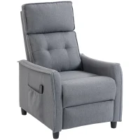 HOMCOM Poltrona Massaggiante e Reclinabile a 160° con Poggiapiedi e Telecomando, 69x93x104cm, Effetto Lino Grigio Chiaro(m-1)