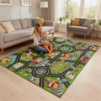 AIYAPLAY Tapete Infantil Estrada de Cidade 200x150 cm Tapete Educativo Antiderrapante para Bebés Multicor(m-10)