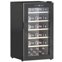HOMCOM Weinkühlschrank für 41 Weinflaschen, 91 Liter Kapazität, Getränkekühlschrank mit LED-Anzeige, Touchscreen, Schwarz(m-12)