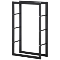 HOMCOM Suport Lemne pentru Interior și Exterior din Țevi de Fier, Capacitate 100 kg, 60x25x100 cm(m-11)