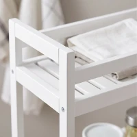 HOMCOM Cărucior de servire, 3 etaje, rafturi cu lamele, protecție anti-cădere, bambus, 55 x 20 x 75 cm(m-6)