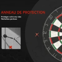 SPORTNOW Cible de Fléchettes en Sisal Professionnelle avec Anneau de Protection EVA et 6 Fléchettes Pointe, Ø71,5x3,8cm, Noir(m-5)