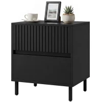 HOMCOM Bedside Cabinet, Bedside Table with 2 Drawers, Storage and Steel Legs for Bedroom, Living Room, Black(m-14)