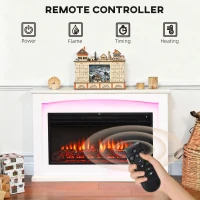 HOMCOM 2000W 5118 BTU Faux Flame Fireplace - White(m-6)