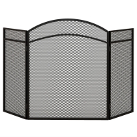 HOMCOM Vonkenscherm voor haarden, elegante vonkenvanger, opvouwbaar, gecoat, Zwart, 96 x 60 cm