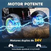 AIYAPLAY Quadricilo Elétrico para Crianças 24V com 2 Lugares 2 Motores Velocidade até 6,5 km/h Faróis Buzina Música e USB 109x68,5x76 cm Verde(m-4)