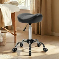 HOMCOM Salonhocker mit Sattelsitz, höhenverstellbar, Kunstleder, 48x48x54-69cm, Schwarz(m-10)