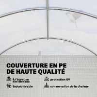 Outsunny Serre Tunnel de Jardin 18m², Serre de Jardin Tunnel avec Porte et 12 Fenêtres avec Moustiquaires, 295x597x200cm, Blanc(m-5)