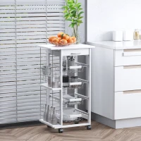 HOMCOM Desserte cuisine à roulettes avec tiroir, 4 paniers et étagères latérales, 47 x 37 x 83 cm, blanc(m-2)