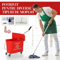 HOMCOM Găleată pentru Mop de 20L cu Roți, Panou de Separare a Apei - Albastru(m-7)
