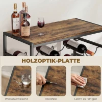 HOMCOM Weinregal für 30 Flaschen freistehendes Flaschenregal aus Metall für Keller Lagerraum 59 x 30 x 88,5 cm Rustikal-Braun(m-5)