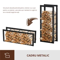HOMCOM Raft Lemne pentru Intern si Extern Negru, 40x25x100cm(m-4)